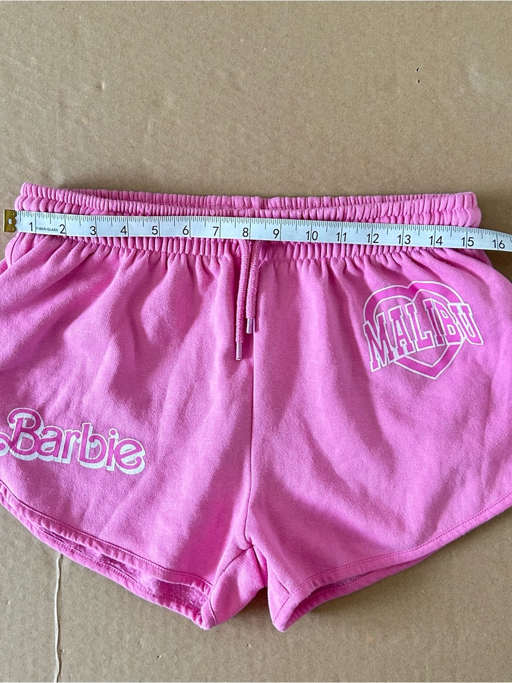 Barbie Pink Malibu Lounge Sweat Shorts Drawstring Size Medium Athleisure Bimbo - Picture 7 of 10